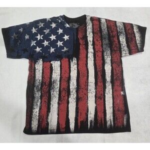 Men's Short Sleeve T-Shirt ODM American Flag Distressed 0131